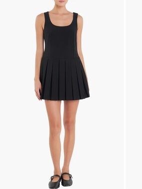 English Factory Pleated Sleeveless Mini Dress Size Small Balletcore Minimalist